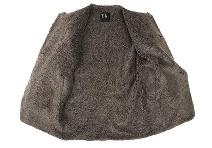 Y's Black Boa Lined Collarless Jacket Size 1