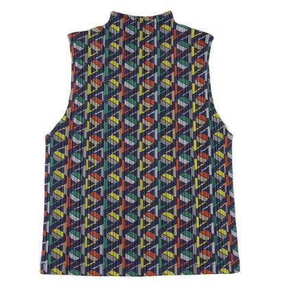 PLEATS PLEASE 17AW Geometric Print Pleated Top Navy Size 3