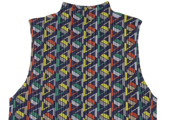 PLEATS PLEASE 17AW Geometric Print Pleated Top Navy Size 3