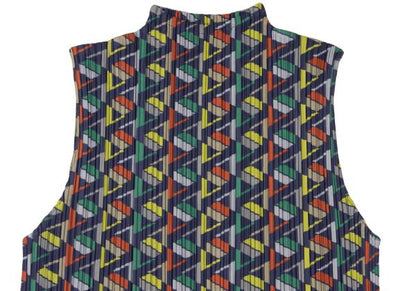 PLEATS PLEASE 17AW Geometric Print Pleated Top Navy Size 3