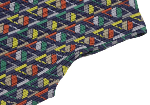PLEATS PLEASE 17AW Geometric Print Pleated Top Navy Size 3