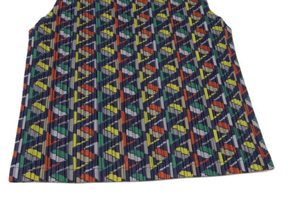 PLEATS PLEASE 17AW Geometric Print Pleated Top Navy Size 3