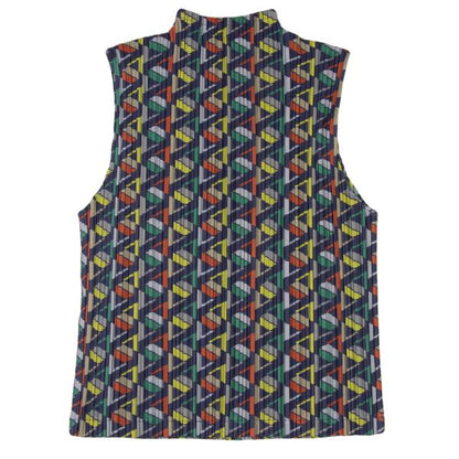 PLEATS PLEASE 17AW Geometric Print Pleated Top Navy Size 3