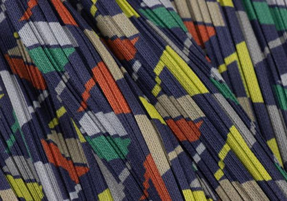PLEATS PLEASE 17AW Geometric Print Pleated Top Navy Size 3