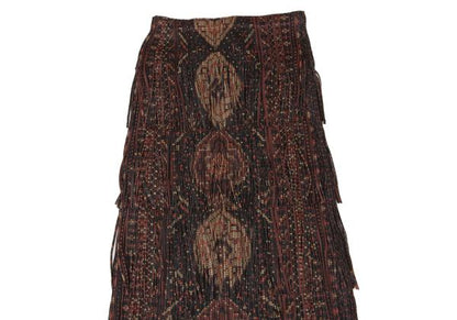 PLEATS PLEASE Pixel Ethnic Print Fringe Skirt Gray Size 2