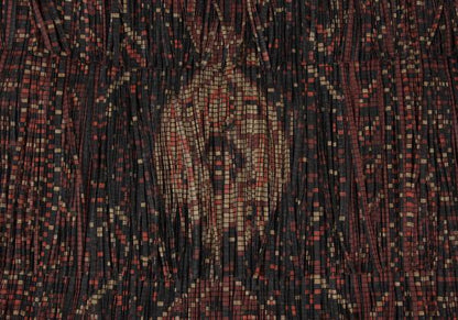 PLEATS PLEASE Pixel Ethnic Print Fringe Skirt Gray Size 2