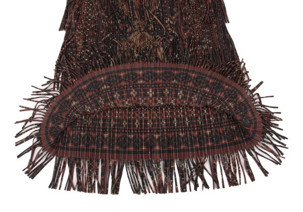 PLEATS PLEASE Pixel Ethnic Print Fringe Skirt Gray Size 2