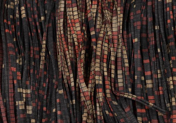 PLEATS PLEASE Pixel Ethnic Print Fringe Skirt Gray Size 2