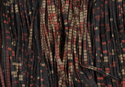 PLEATS PLEASE Pixel Ethnic Print Fringe Skirt Gray Size 2