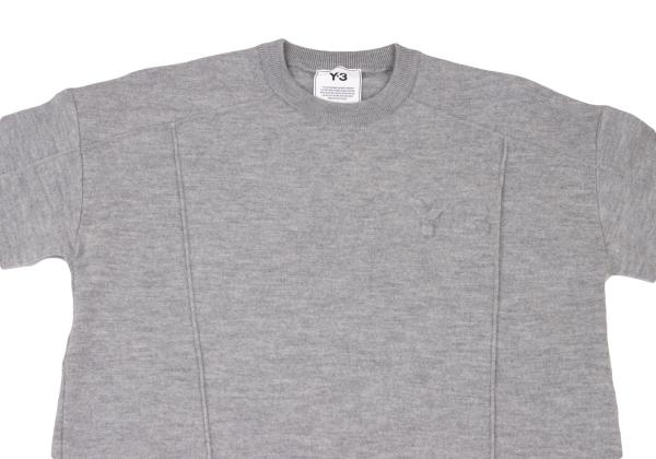 Y-3 Gray Logo Embossed Wool Knit Sweater Size XS