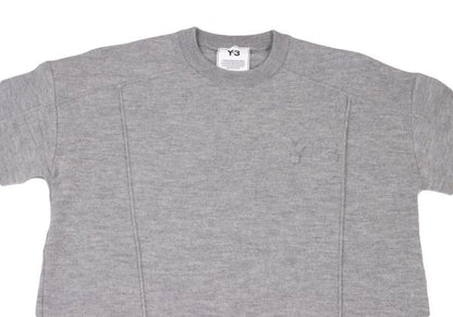 Y-3 Gray Logo Embossed Wool Knit Sweater Size XS