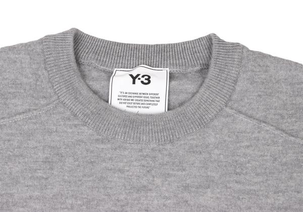 Y-3 Gray Logo Embossed Wool Knit Sweater Size XS