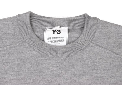 Y-3 Gray Logo Embossed Wool Knit Sweater Size XS