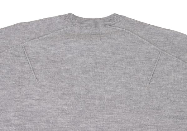 Y-3 Gray Logo Embossed Wool Knit Sweater Size XS