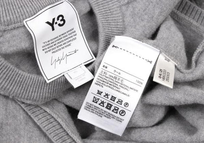 Y-3 Gray Logo Embossed Wool Knit Sweater Size XS