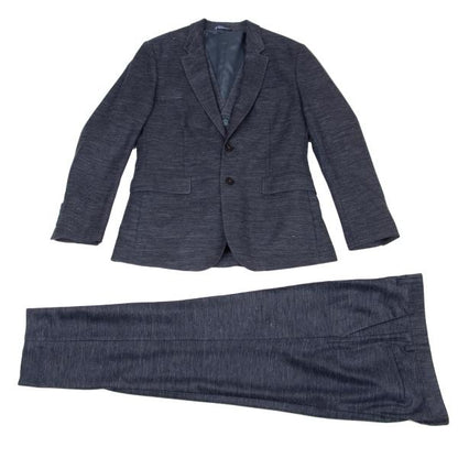 LANVIN en Bleu Linen Poly 3-Piece Suit Blue Size 48