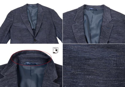 LANVIN en Bleu Linen Poly 3-Piece Suit Blue Size 48
