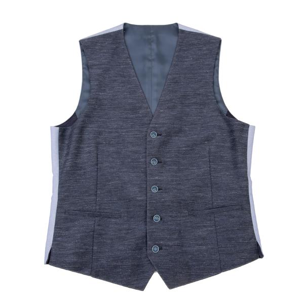 LANVIN en Bleu Linen Poly 3-Piece Suit Blue Size 48