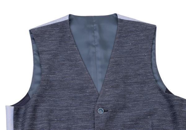 LANVIN en Bleu Linen Poly 3-Piece Suit Blue Size 48