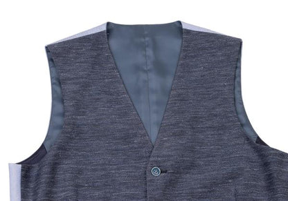 LANVIN en Bleu Linen Poly 3-Piece Suit Blue Size 48
