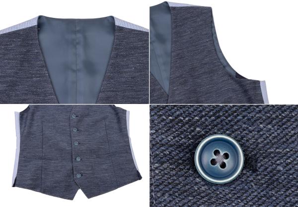 LANVIN en Bleu Linen Poly 3-Piece Suit Blue Size 48