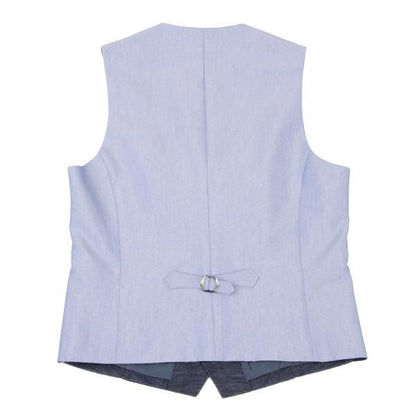 LANVIN en Bleu Linen Poly 3-Piece Suit Blue Size 48