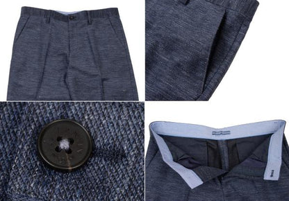 LANVIN en Bleu Linen Poly 3-Piece Suit Blue Size 48