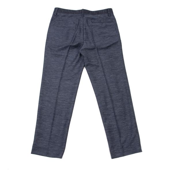 LANVIN en Bleu Linen Poly 3-Piece Suit Blue Size 48