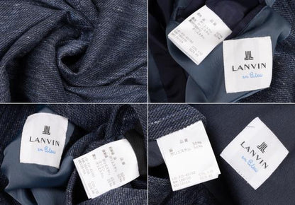 LANVIN en Bleu Linen Poly 3-Piece Suit Blue Size 48