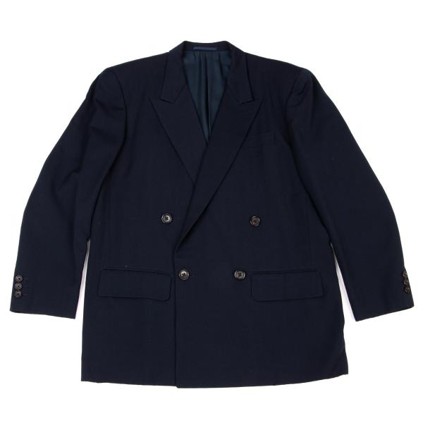 Y's for men Navy Wool Peak Double-Breasted Jacket Size M