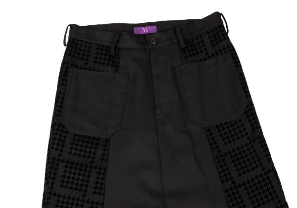 Y's Pink Flocked Houndstooth Print Wool Pants Black Size 2