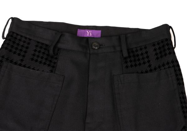 Y's Pink Flocked Houndstooth Print Wool Pants Black Size 2