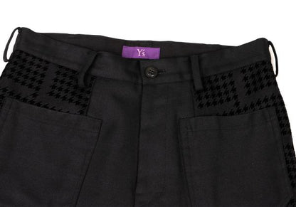 Y's Pink Flocked Houndstooth Print Wool Pants Black Size 2