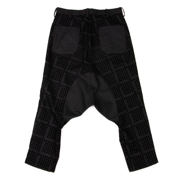 Y's Pink Flocked Houndstooth Print Wool Pants Black Size 2