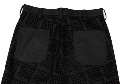 Y's Pink Flocked Houndstooth Print Wool Pants Black Size 2