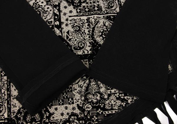 Vieux Black Beige Flock Print Mesh Long Sleeve Top Size M