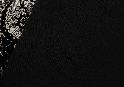 Vieux Black Beige Flock Print Mesh Long Sleeve Top Size M