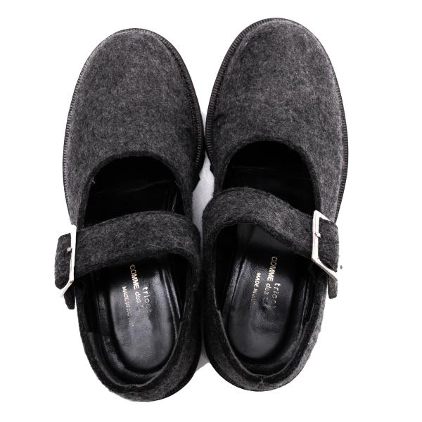 tricot COMME des GARCONS Felt Wool Shoes Gray Sneakers Size 23CM