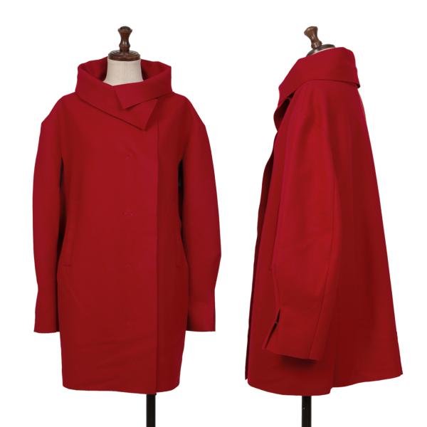 Y's Wool Felt Snap Button Jacket Red Black Size 1