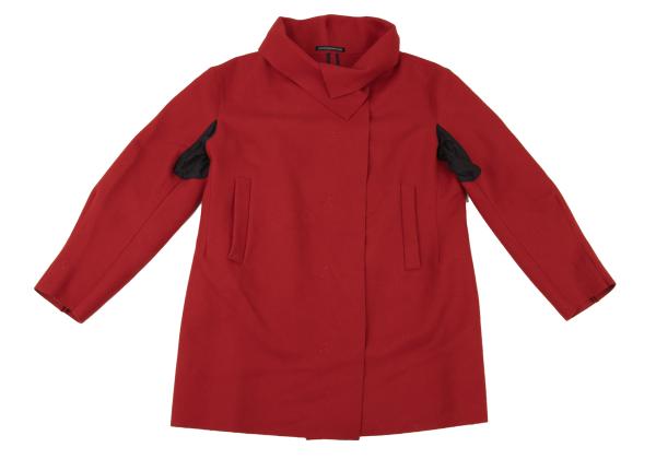 Y's Wool Felt Snap Button Jacket Red Black Size 1