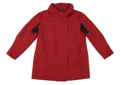 Y's Wool Felt Snap Button Jacket Red Black Size 1