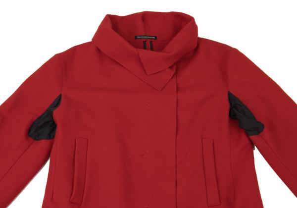 Y's Wool Felt Snap Button Jacket Red Black Size 1