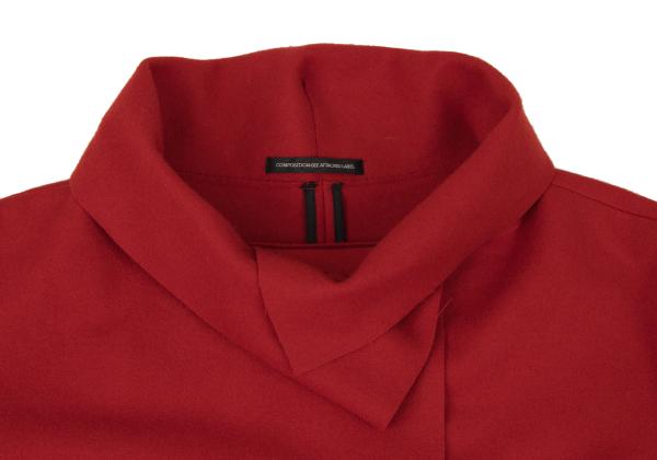 Y's Wool Felt Snap Button Jacket Red Black Size 1