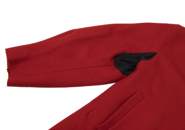 Y's Wool Felt Snap Button Jacket Red Black Size 1