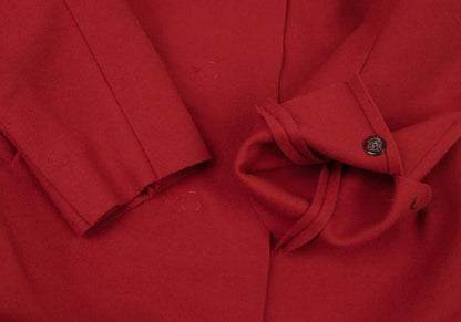 Y's Wool Felt Snap Button Jacket Red Black Size 1