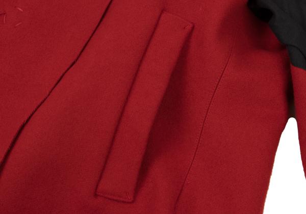 Y's Wool Felt Snap Button Jacket Red Black Size 1
