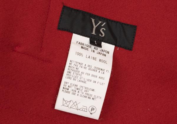 Y's Wool Felt Snap Button Jacket Red Black Size 1