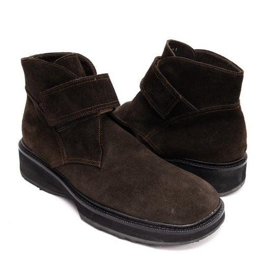 EMPORIO ARMANI Velcro Suede Dark Brown Boots Size 41 (25.5cm)