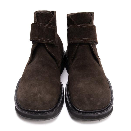 EMPORIO ARMANI Velcro Suede Dark Brown Boots Size 41 (25.5cm)