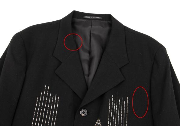Yohji Yamamoto POUR HOMME Black Wool Sashiko Jacket Size M